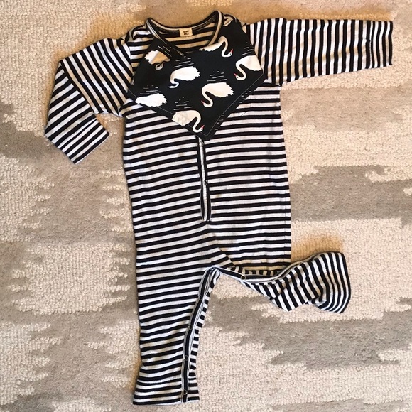 Goat Milk Other - Goat Milk Striped Union Suit and Swan Bib-dana 6M